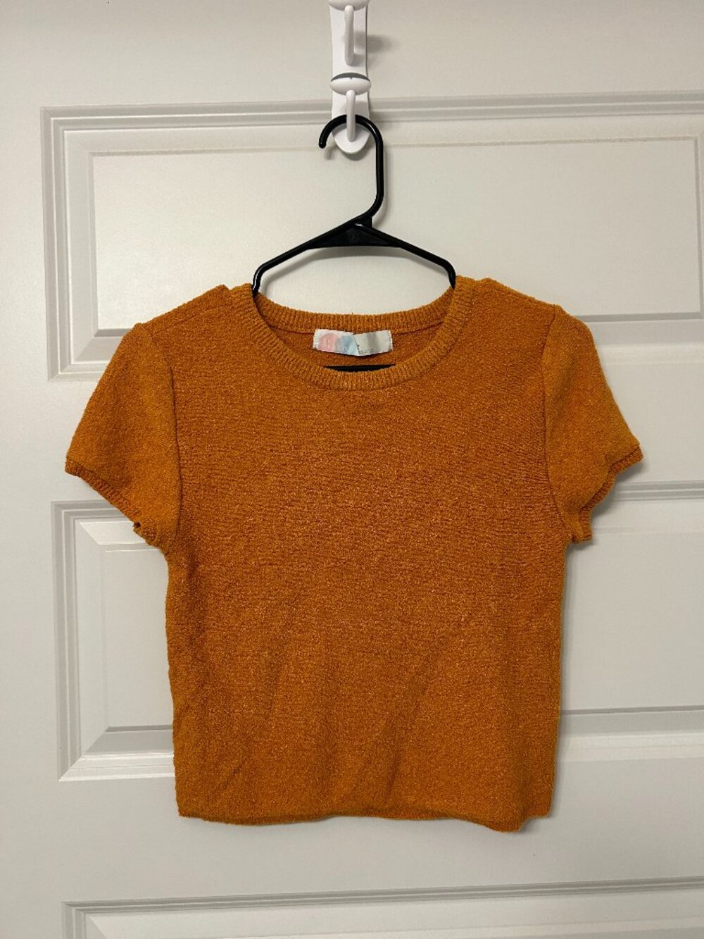 Free People Beach Textured Orange Tee Top Small S Short Sleeve Boho Y2K